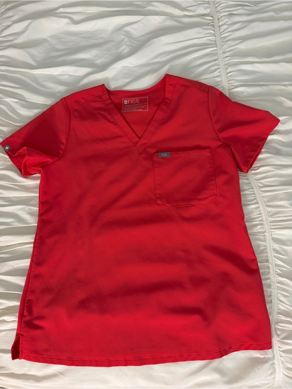 FIGS Women's V-Neck Scrub Top in Red